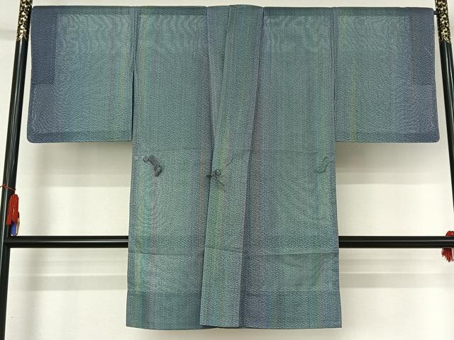 平和屋着物▽染色家 岩浅公展　道中着　スリーシーズン　春夏秋　塵除け　縞　正絹　逸品　未使用　AABH9810jh