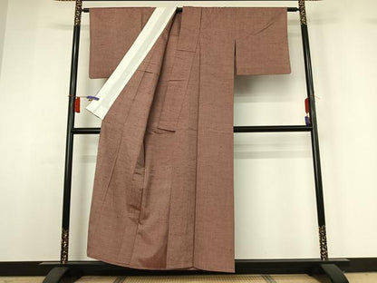 平和屋着物▽上質な紬　単衣　霞文　正絹　逸品　AABH9815jh