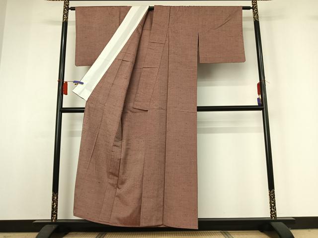 平和屋着物▽上質な紬　単衣　霞文　正絹　逸品　AABH9815jh