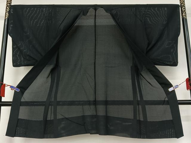 平和屋着物▽男性　羽織　スリーシーズン　春夏秋　塵除け　暗黒色　正絹　逸品　AABH9817jh
