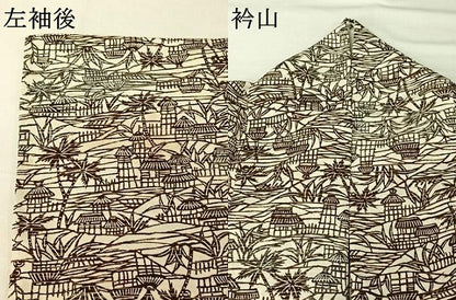 平和屋着物▽上質な小紋　単衣　風景文　正絹　逸品　AABH9819jh