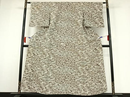 平和屋着物▽上質な小紋　単衣　風景文　正絹　逸品　AABH9819jh