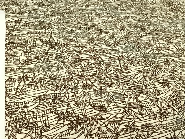 平和屋着物▽上質な小紋　単衣　風景文　正絹　逸品　AABH9819jh