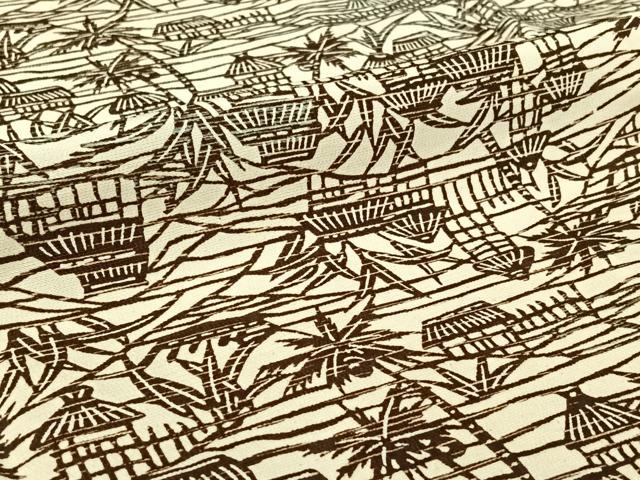 平和屋着物▽上質な小紋　単衣　風景文　正絹　逸品　AABH9819jh