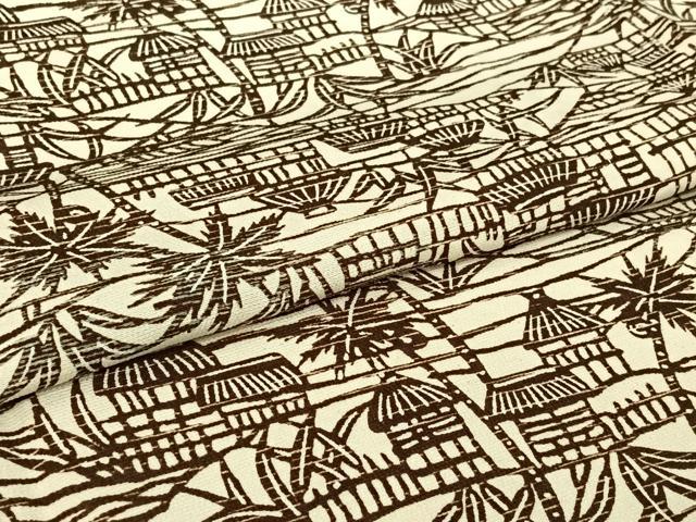 平和屋着物▽上質な小紋　単衣　風景文　正絹　逸品　AABH9819jh