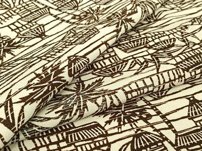 平和屋着物▽上質な小紋　単衣　風景文　正絹　逸品　AABH9819jh