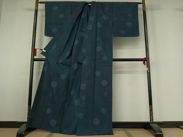 平和屋着物▽結城紬　単衣　80亀甲　雪輪文　正絹　逸品　AABH9820jh