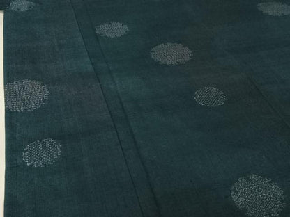 平和屋着物▽結城紬　単衣　80亀甲　雪輪文　正絹　逸品　AABH9820jh
