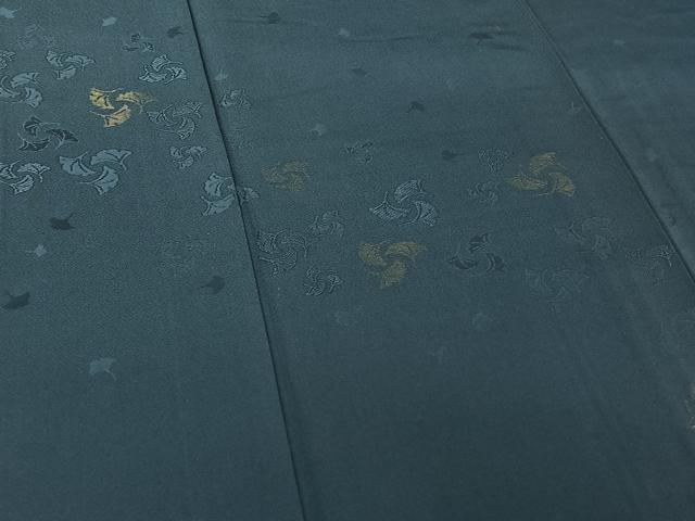平和屋着物▽訪問着　単衣　作家物　舞葉文　金糸　正絹　逸品　AABH9824jh