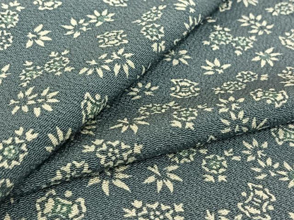 平和屋着物▽上質な小紋　単衣　草花文　鬼しぼ縮緬　正絹　逸品　AABH9825jh