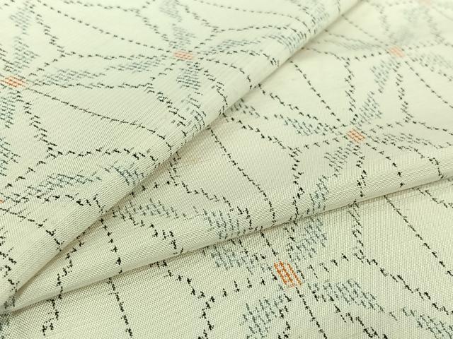 平和屋着物▽上質な紬　単衣　幾何学文様　正絹　逸品　AABH9826jh