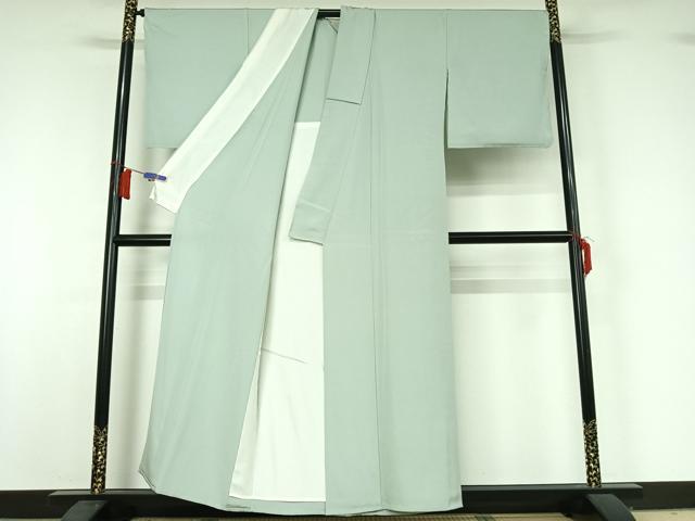 平和屋着物▽上質な色無地　単衣　白緑色　正絹　逸品　AABH9830jh