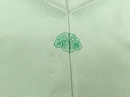 平和屋着物▽上質な色無地　単衣　白緑色　正絹　逸品　AABH9830jh