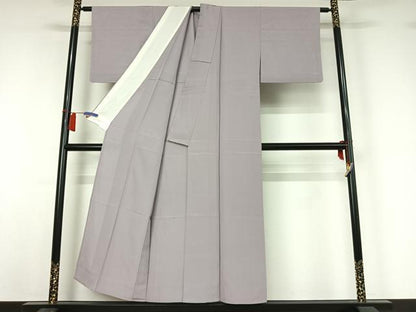 平和屋着物▽上質な色無地　単衣　藤色　正絹　逸品　AABH9831jh