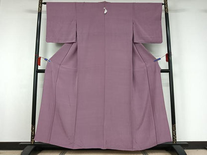 平和屋着物▽上質な色無地　単衣　浅紫色　正絹　逸品　AABH9833jh