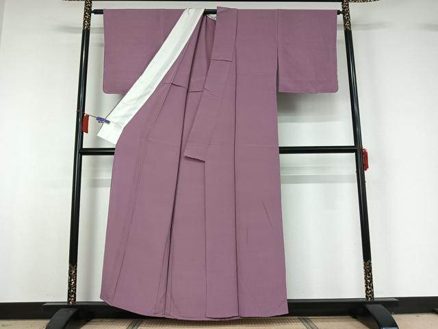 平和屋着物▽上質な色無地　単衣　浅紫色　正絹　逸品　AABH9833jh