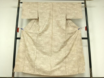 平和屋着物▽上質な紬　単衣　雲取り風景文　正絹　逸品　AABH9834jh