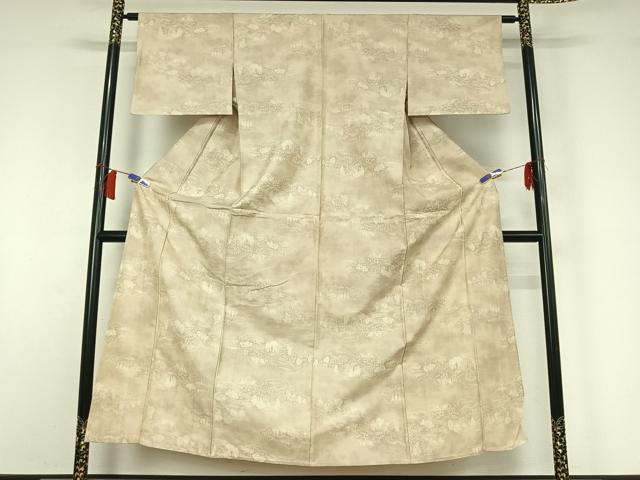 平和屋着物▽上質な紬　単衣　雲取り風景文　正絹　逸品　AABH9834jh