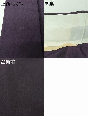 平和屋着物▽上質な色無地　単衣　深紫色　正絹　逸品　AABH9835jh