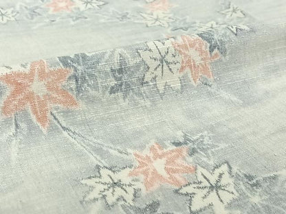 平和屋着物▽上質な紬　単衣　枝葉文　正絹　逸品　AABH9836jh