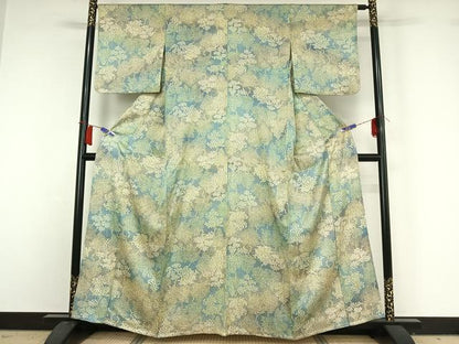 平和屋着物▽上質な小紋　単衣　樹林文　正絹　逸品　AABH9837jh