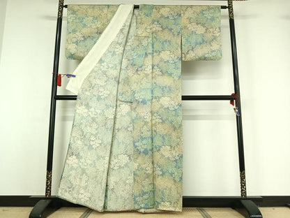 平和屋着物▽上質な小紋　単衣　樹林文　正絹　逸品　AABH9837jh