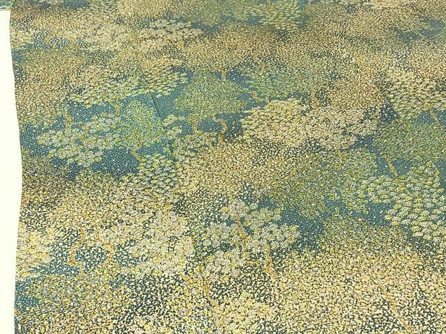 平和屋着物▽上質な小紋　単衣　樹林文　正絹　逸品　AABH9837jh