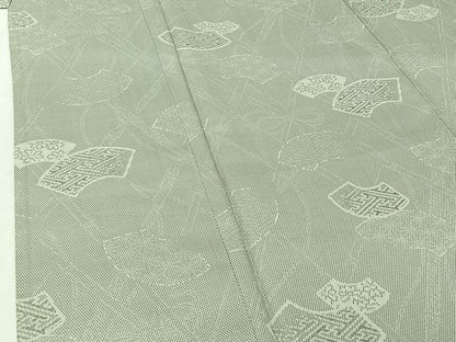 平和屋着物▽上質な紬　単衣　地紙吉祥花文　正絹　逸品　AABH9838jh