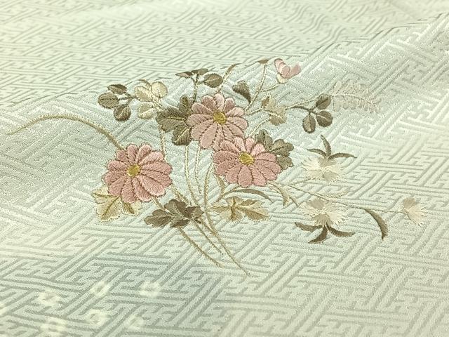 平和屋着物▽訪問着　単衣　総刺繍　絞り　草花文　金糸　正絹　逸品　AABH9839jh