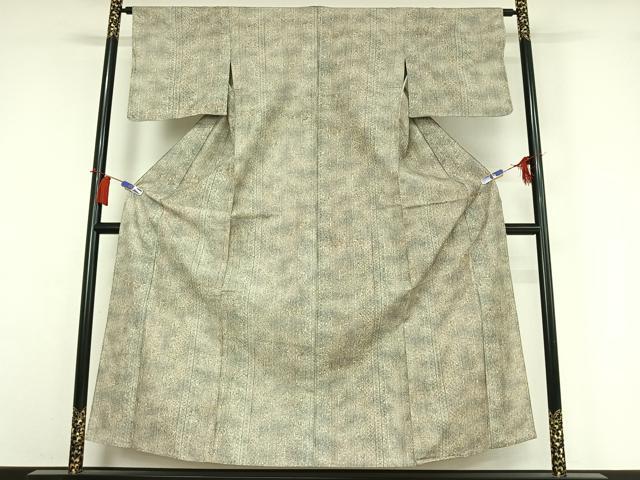 平和屋着物▽上質な紬　単衣　更紗花間道　正絹　逸品　AABH9840jh