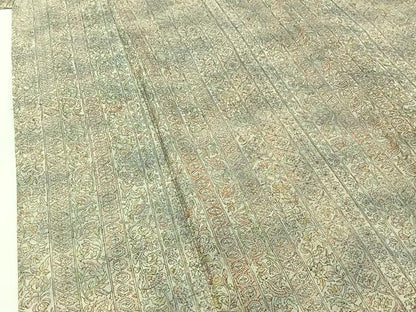 平和屋着物▽上質な紬　単衣　更紗花間道　正絹　逸品　AABH9840jh