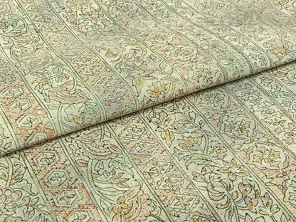 平和屋着物▽上質な紬　単衣　更紗花間道　正絹　逸品　AABH9840jh