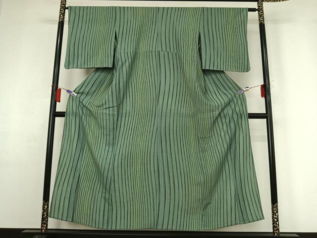 平和屋着物▽小紋　単衣　変わり縞　洗える着物　AABH9851jh