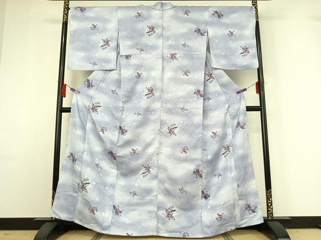 平和屋着物▽小紋　単衣　吉祥花文　暈し染め　洗える着物　AABH9854jh