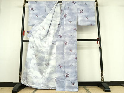 平和屋着物▽小紋　単衣　吉祥花文　暈し染め　洗える着物　AABH9854jh