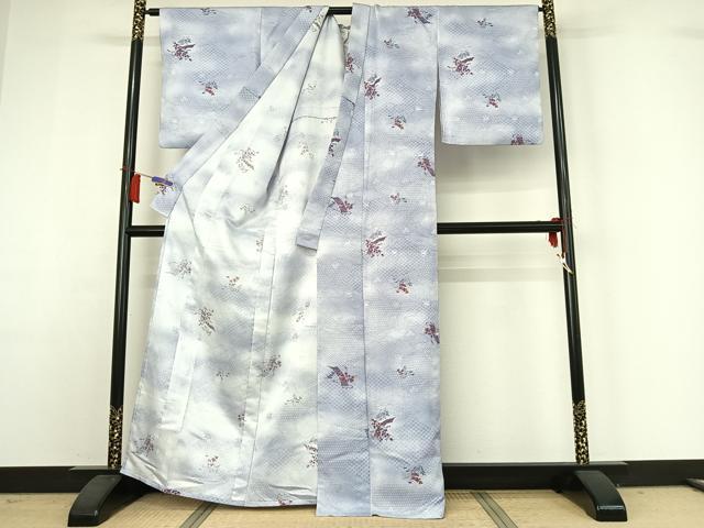 平和屋着物▽小紋　単衣　吉祥花文　暈し染め　洗える着物　AABH9854jh
