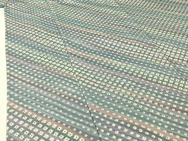 平和屋着物▽小紋　単衣　斜縞　暈し染め　洗える着物　AABH9857jh