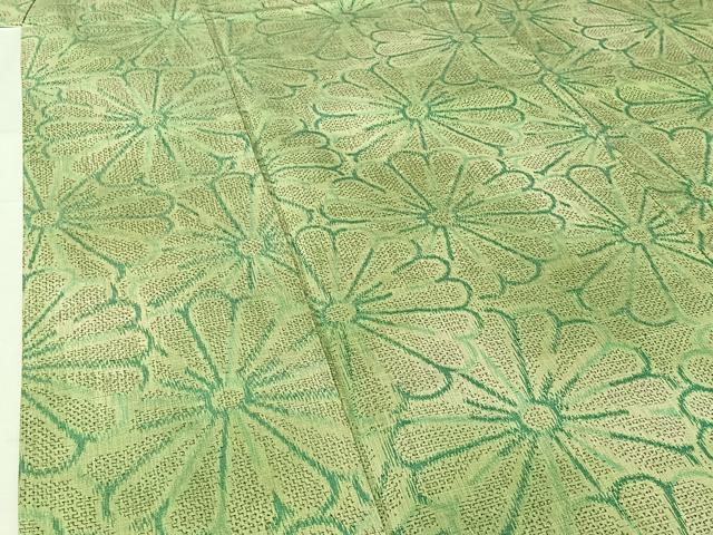 平和屋着物▽上質な紬　単衣　花尽くし文　正絹　逸品　AABH9858jh