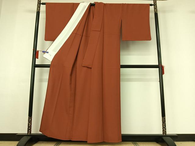 平和屋着物▽洗える最高級着物　＜英＞はなぶさ謹製　色無地　単衣　檜皮色　洗える着物　AABH9859jh