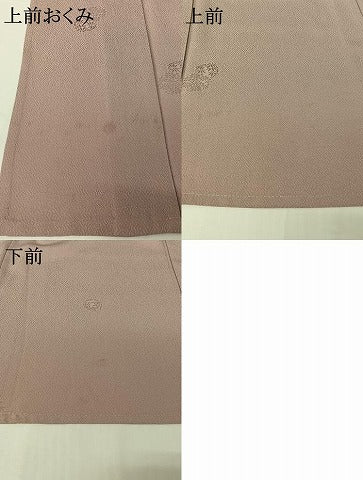 平和屋着物▽色無地　単衣　花丸地紋　鴇鼠色　洗える着物　AABH9860jh