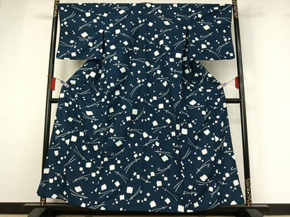 平和屋着物▽小紋　単衣　敷松葉文　洗える着物　AABH9862jh