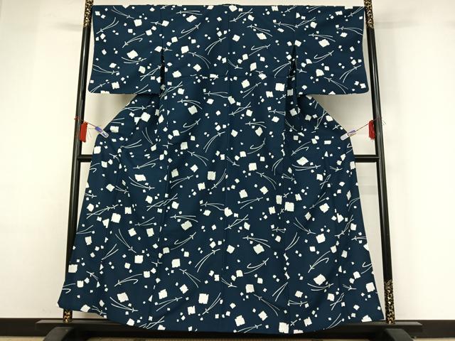 平和屋着物▽小紋　単衣　敷松葉文　洗える着物　AABH9862jh