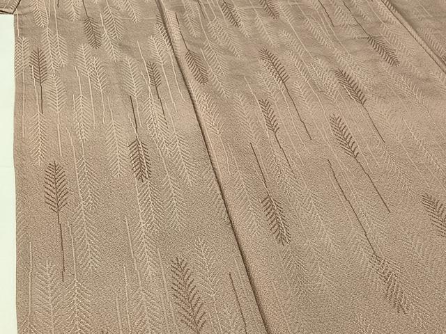 平和屋着物▽上質な色無地　単衣　樹林地紋　灰桜色　正絹　逸品　AABH9867jh