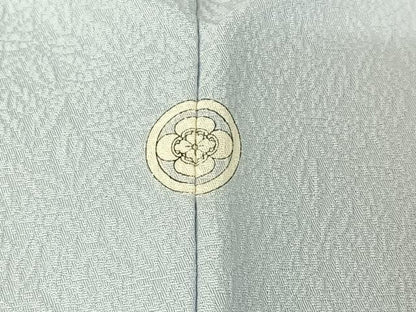 平和屋着物▽色無地　単衣　松竹梅地紋　白藍色　洗える着物　AABH9869jh