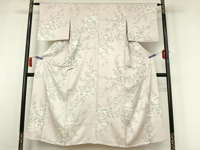 平和屋着物▽上質な小紋　単衣　手描き　枝花文　正絹　逸品　AABH9870jh