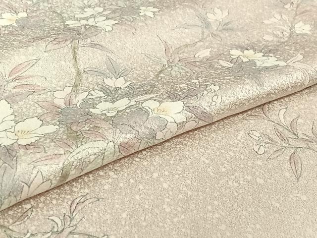 平和屋着物▽上質な小紋　単衣　手描き　枝花文　正絹　逸品　AABH9870jh
