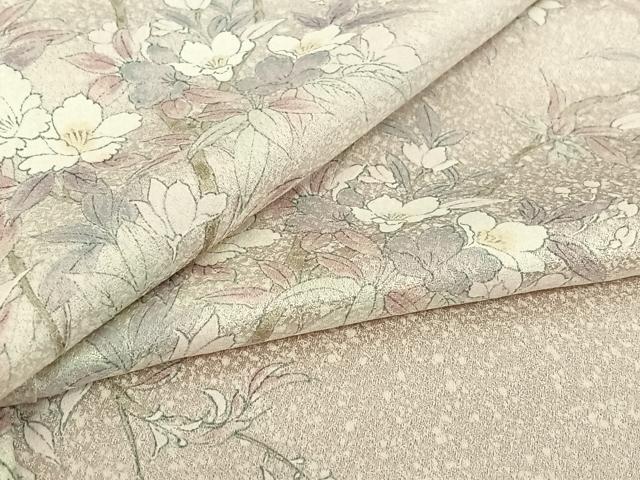 平和屋着物▽上質な小紋　単衣　手描き　枝花文　正絹　逸品　AABH9870jh