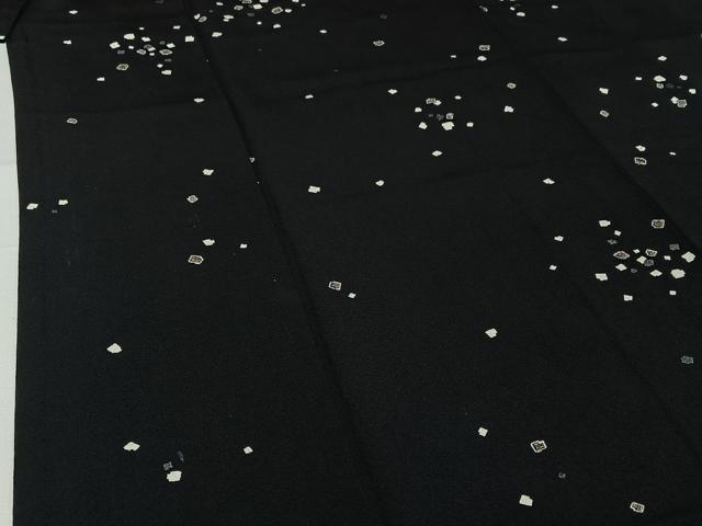 平和屋着物▽上質な小紋　単衣　箔散らし文様　黒地　正絹　逸品　AABH9876jh
