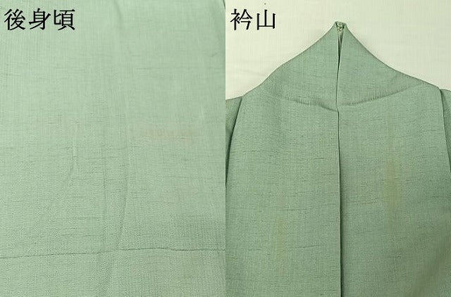平和屋着物▽訪問着 単衣 紬地 鶴 金彩 正絹 逸品 AABH9880jh