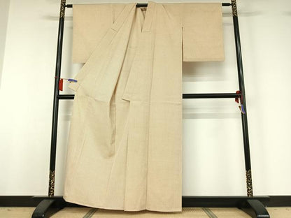 平和屋着物▽本塩沢　単衣　十字絣　正絹　逸品　AABH9881jh